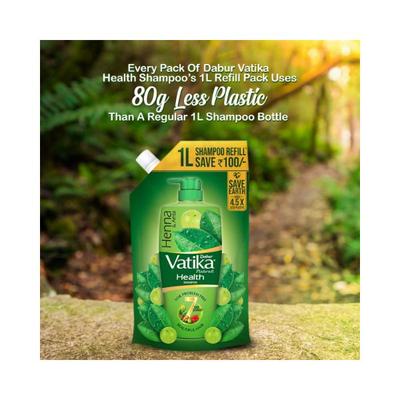 Dabur Vatika Health Shampoo with Henna & Amla for Problem Free Hair - Pouch 1000 ml - Shampoos