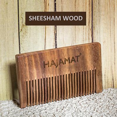 Hajamat Pocket Sized Sheesham Wood Beard Comb with Faux Leather Carry Pouch 1's - Beard Comb