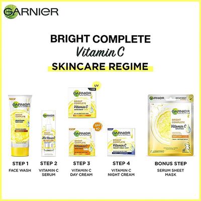 Garnier Skin Naturals Bright Complete Vitamin-C Yoghurt Night Cream, Vitamin-C+Lemon Essence 40gm - Night Cream