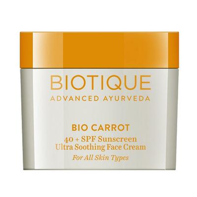 Biotique Bio Carrot 40+ SPF UVA/UVB sunscreen Ultra Soothing Face Cream - All Skin Types 50 gm - Face Creams