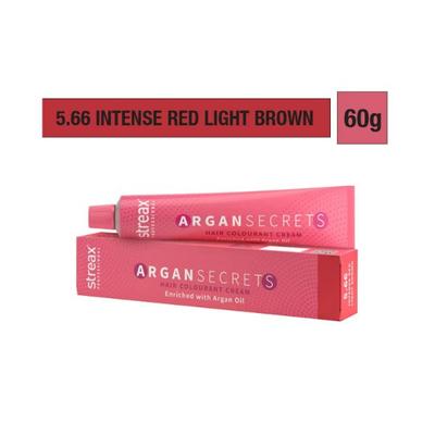 Streax Professional Argan Secret Hair Colourant Cream - Intense Red Light Brown 5.66 60 gm - Crème