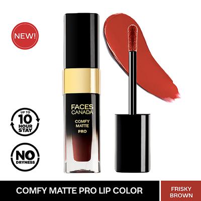 Faces Canada Comfy Matte Pro Liquid Lipstick- Frisky Brown 13, 5.5 ml 08HR Stay No Dryness - Liquid Lipsticks