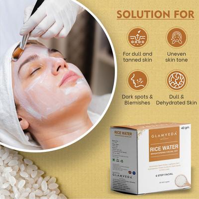 Glamveda Rice Water Brightening Facial Kit 40g each 3's - Facial Kits