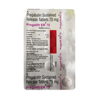 PREGALIFT ER 75 Tablet 15's - Neuropathic Pain-Dru