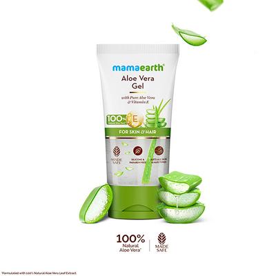 Mamaearth Aloe Vera Gel with 100% Pure & Natural Aloe Vera & Vitamin E for Skin & Hair 150 ml - Face Moisturizers