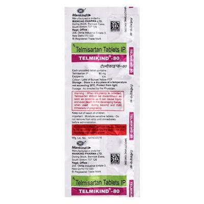 Telmikind 80mg Tablet 10'S - Hypertension-Ang