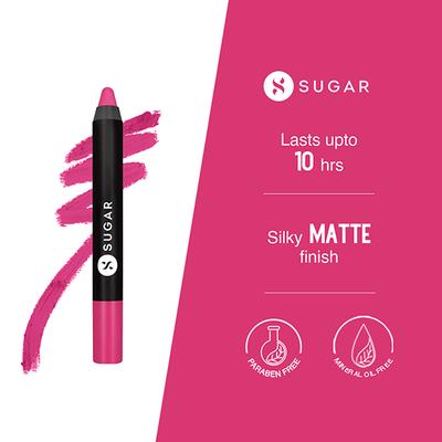 SUGAR Cosmetics Matte As Hell Crayon Lipstick - 02 Mary Poppins (Fuchsia) 2.8 gm - Lip Crayons
