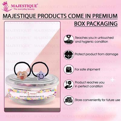 Majestique Smiley Star Rubber Bands For Baby, Hair Ties, Elastic Ponytail Holders, Best Gift For Her - Multicolor 12's - Hair Clips/Bands