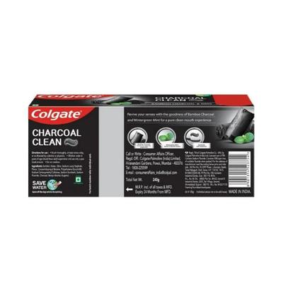 Colgate-Palmolive, Colgate Charcoal Clean Toothpaste, Black Gel Toothpaste, Bamboo Charcoal and Wintergreen Mint for Clean Mouth (Saver Pack Of 2) 120 gm - Toothpaste