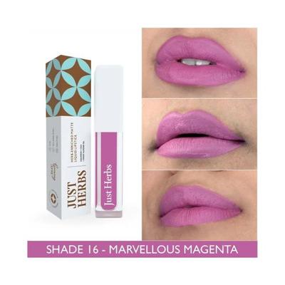 Just Herbs Ayurvedic Matte Liquid Lipstick with Long Lasting, Hydrating,Marvellous Magenta 2ml - Liquid Lipsticks