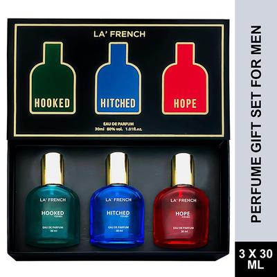 La French Hooked, Hitched and Hope Perfume Gift Set for Men 90 ml - Men Perfumes (Edt/Edp)