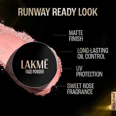 Lakme Forever Matte Face Powder, Matte Finish, Oil Cointrol, for rosy glow, Warm Pink, 40 gm - Compact Powder