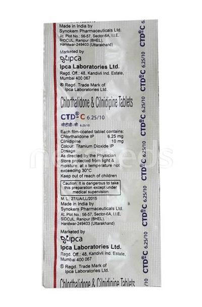 CTD C 6.25/10mg Tablet 10'S - Hypertension-Cal
