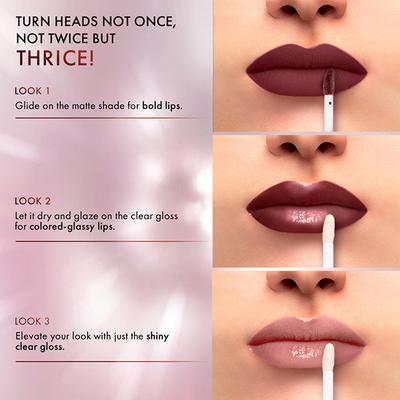 Lakme 9 to 5 Matte to Glass Liquid Lip - Rose 7.6 ml - Liquid Lipsticks