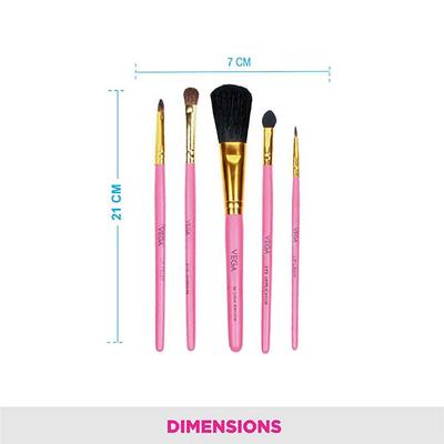 Vega Set of 5 Makeup Brushes, Women Red Gold-Toned, Color May Vary, (RV-05) 1's - Face Brush