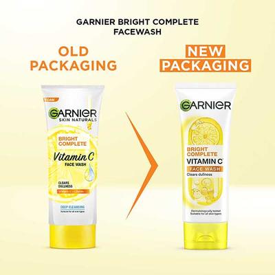 Garnier Foam Bright Complete Vitamin C + Lemon Clears Dullness Facewash 100gm - Face Wash & Cleansers