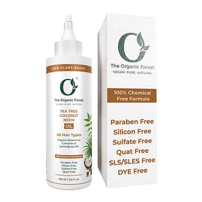 Organic Forest 100% VEGAN & Chemical-Free Heavenly Blend of Australian Tea Tree Oil, Coconut Oil, Rosemary Oil and Neem Oil 100 ml - Hair Oils