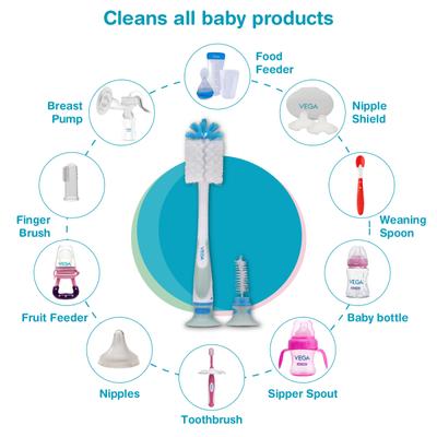 Vega Baby & Mom 2-in-1 Bottle, Nipple Brush & BPA Free 1's - Breast Feeding Tools