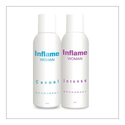 Inflame Woman Deodorant Body Spray - Casual + Intense (Pack of 200 ml Each) - Women Deodorants/Roll-Ons