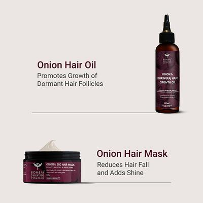 Bombay Shaving Company Onion & Egg Hair Mask & Onion & Bringraj Hair Growth Oil 1's - Hair Oils