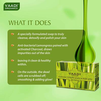Vaadi Herbals Handmade Scrub Soap - Enticing Lemongrass 75 gm - Soaps