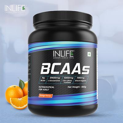 INLIFE BCAA Powder Orange Flavor 450 gm - Bcaa Supplements