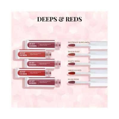Just Herbs Ayurvedic Liquid Lipstick Kit Set of 5 with Long Lasting, Hydrating, Deeps Red 10ml - Liquid Lipsticks