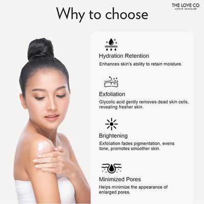 The Love Co. Be Radiant Glycolic Acid Body Lotion for Dry Skin - Body Lotion for Women & Men 250 ml - Creams/Oils/Lotions