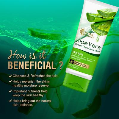 Oriental Botanics Aloe Vera, Green Tea & Cucumber Face Mask 100 ml - Masks & Peels