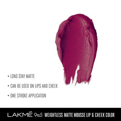 Lakme 9 To 5 Weightless Lip & Cheek Color Magenta Kiss 9 Gm - Lipsticks