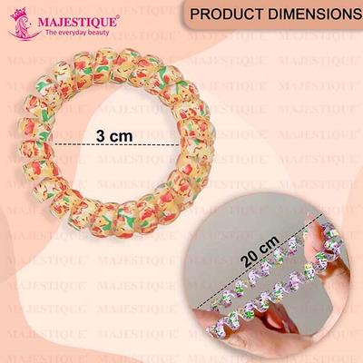 Majestique Spiral Hair Ties For Thick Hair Elastic No Crease Hair Coils Waterproof Ponytail Holders - Multicolor 5's - Hair Clips/Bands