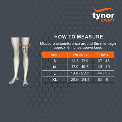 Tynor Sport Thigh Support Air Pro - Black & Orange (L) 1's - Knee/Ankle/Leg/Foot Supports