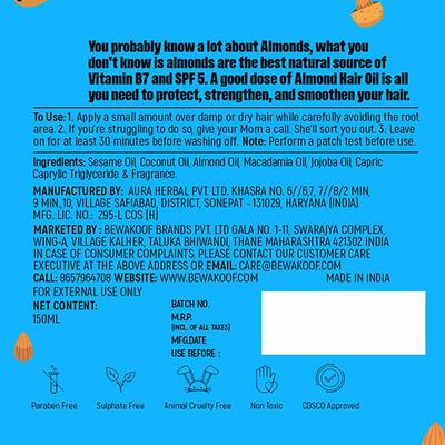 GONUTS By Bewakoof Badass Badam Hair Oil 150 ml - Hair Oils