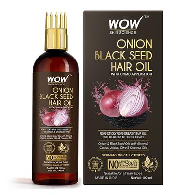 Wow Life Science Onion Black Seed Hair Oil with Comb 100 ml - Hair Oils