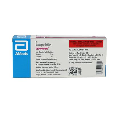 DIENONORM 2mg Tablet 10's - Uterus Conditions-Dut