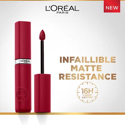 Loreal Paris Infallible Matte Resistance Liquid Lipstick, Le Rouge Paris 420 5 ml - Liquid Lipsticks