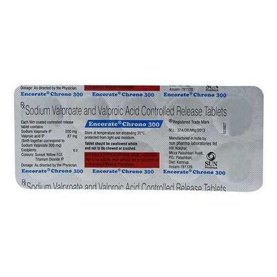 Encorate Chrono 300mg Tablet 10'S - Epilepsy/Convulsion-Ant