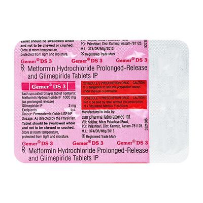 Gemer DS 3mg Tablet 10'S - Diabetes-Ant