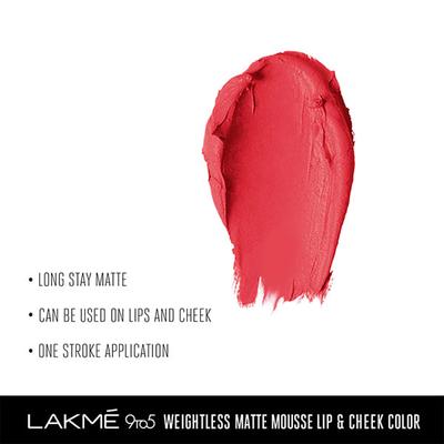 Lakme 9 To 5 Weightless Matte Mouse Lip & Cheek Color Candy Floss 9 Gm - Lipsticks