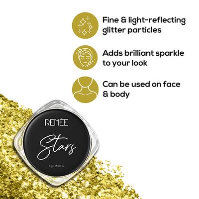 Renee Stars Face and Body Glitter - Gold 5 gm - Eye Shadow Palettes