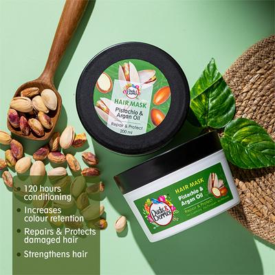 Buds & Berries Pistachio and Argan Oil Hair Masks & Packs Jar 200 ml - Hair Masks & Packs