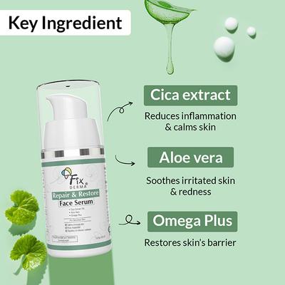 Fixderma 5 Percent Cica Extract Repair and Restore Face Serum for Sensitive Skin 15 gm - Face Serum