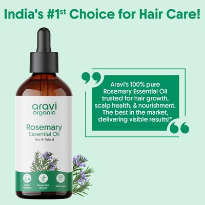 Aravi Organic 100% Pure Natural Rosemary Essential Oil For Hair Growth and Nourish Skin 100 ml - Essential Oils