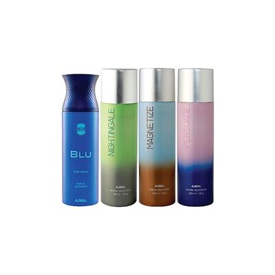 Ajmal 1 Blu Homme, 1 Nightingale, 1 Magnetize And 1 Persuade Deodorants Pack of 4 200 ml - Deodorants/Roll-Ons