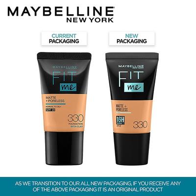 Maybelline New York Fit Me Matte+Poreless Liquid Foundation Tube, 330 Toffee 18 gm - Foundation