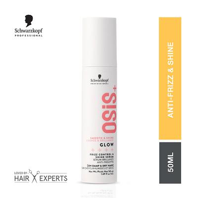 Schwarzkopf Professional OSiS+ Glow Anti-Frizz Shine Serum for Frizz Reduction and Shine, Vegan, Leave-In Hair serum, Silicon free 50 ml - Hair Serums
