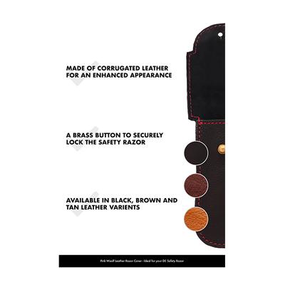 Pink Woolf Genuine Leather Razor Cover - Dark Brown - Shavers
