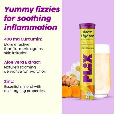 Plix The Plant Fix Acne Fighter 15 Effervescent Tablets 500Mg, And Face Serum Combo For Unisex 30 ml - Face Gels