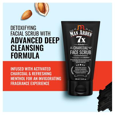 Man Arden 7X Activated Charcoal Face Scrub 100 ml - Face Scrubs