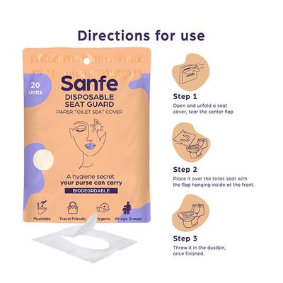 Sanfe Disposable Seat Guard Paper Toilet Seat Cover 20's - Toilet Seat Sanitizer